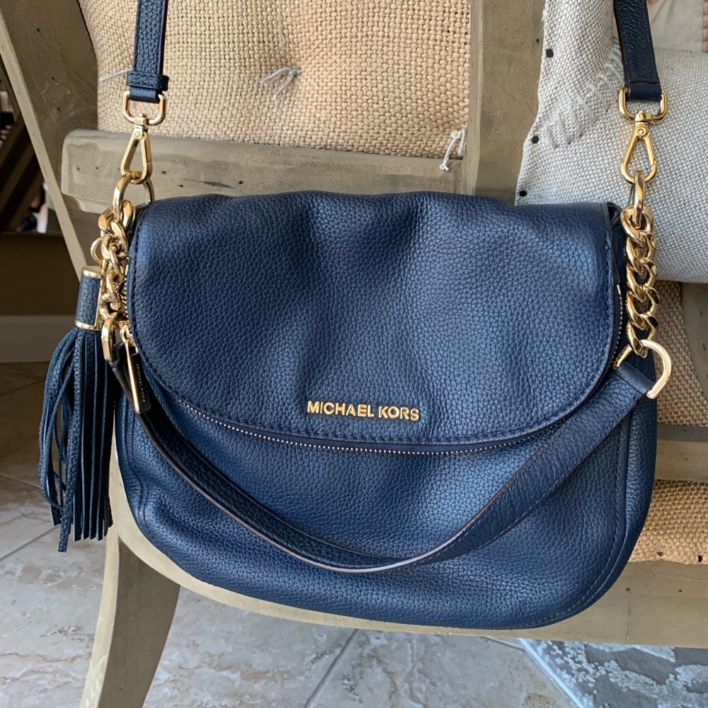 Michael Kors Navy Bedford Tassel 2Way Leather Bag